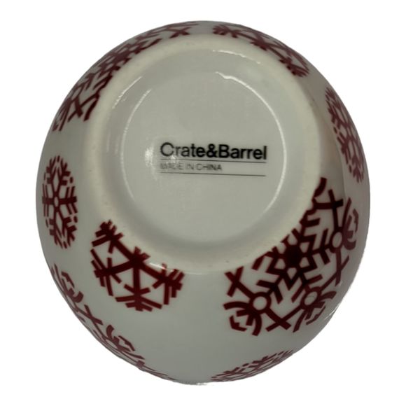 Crate and Barrel Holiday Nesting Bowls Merry Snowflake Red White - Picture 10 of 10